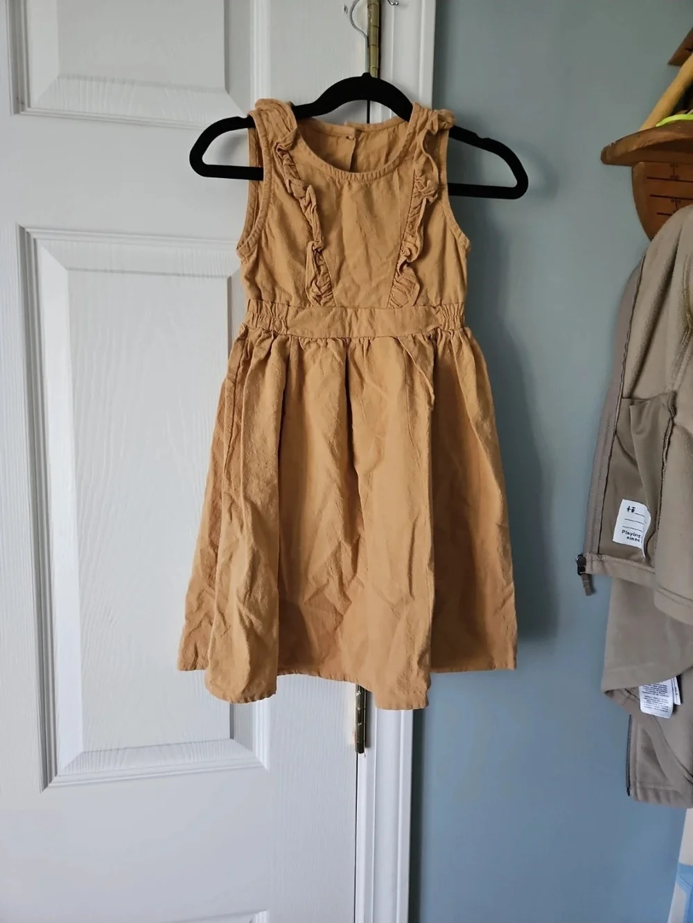 Amazon Girls Ruffle-Trim Sleeveless Dress - Tan